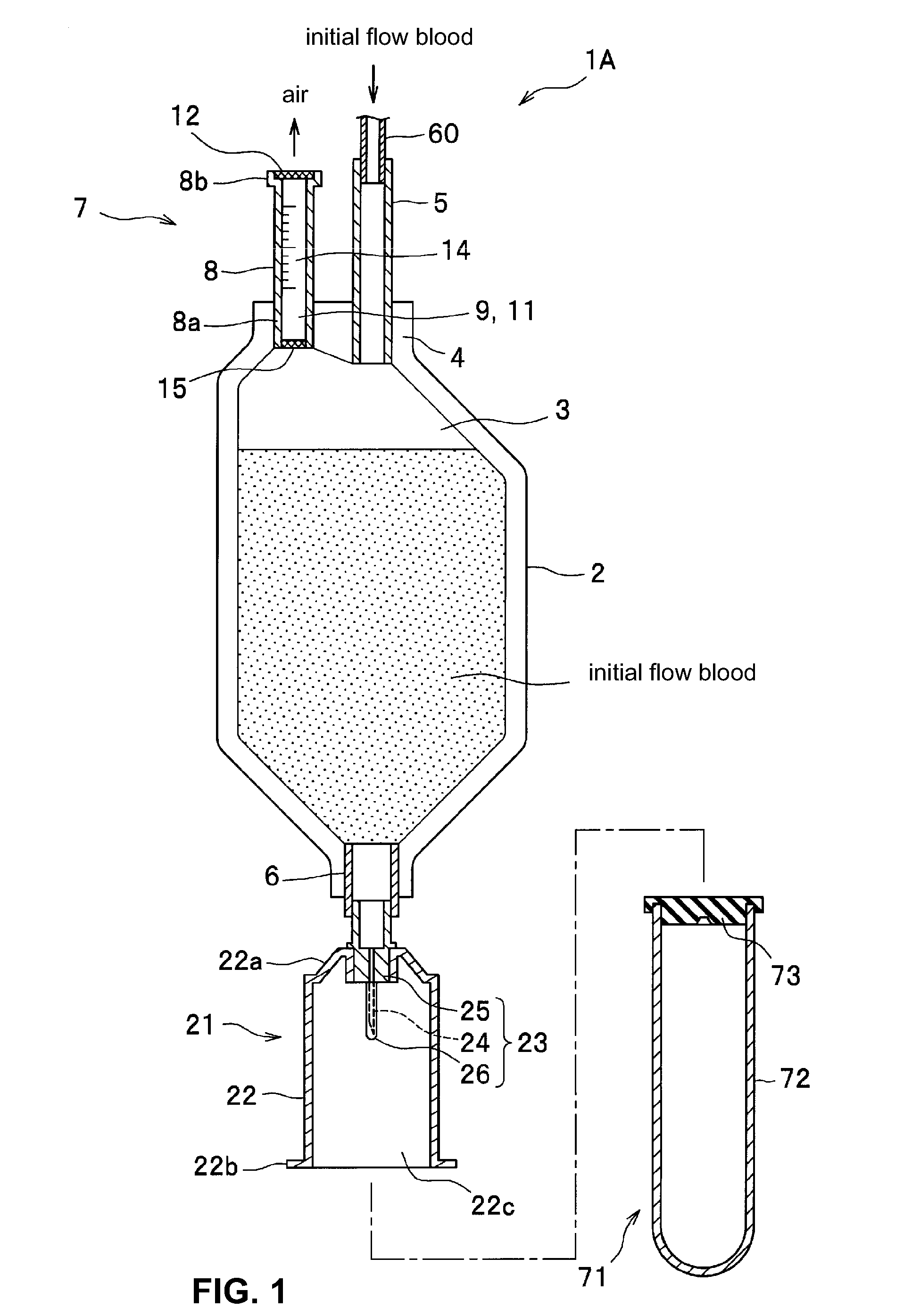 Blood sample container and blood collecting instrument