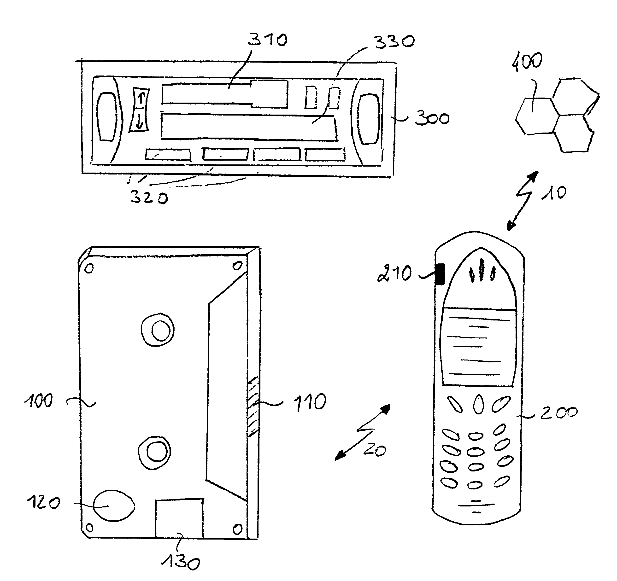 Bluetooth cassette-like device for a hands-free cell-phone kit