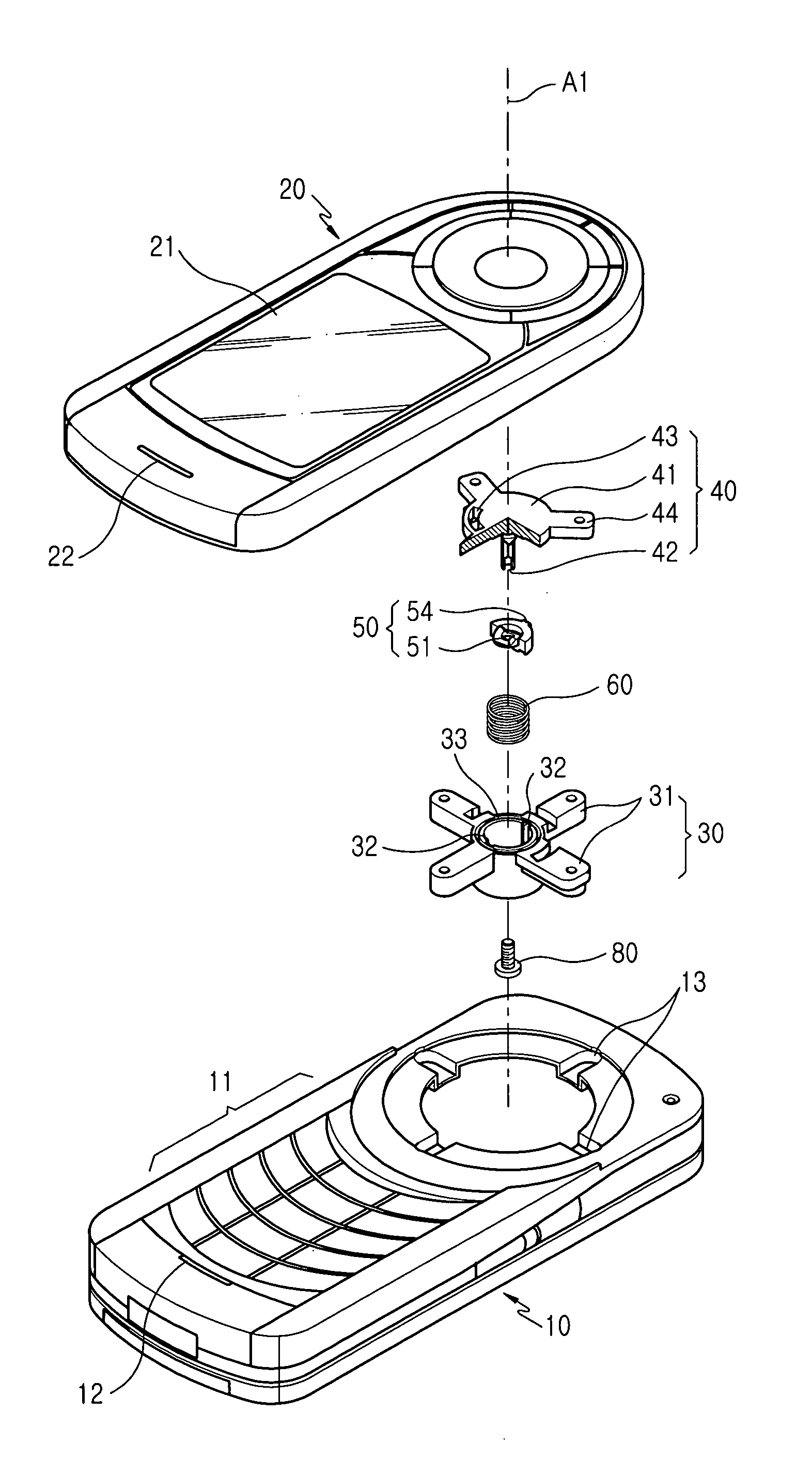 Swing hinge device of portable terminal