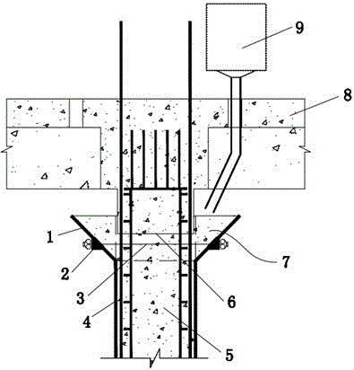 Basement reverse-construction scape post-casting pre-stressed construction method