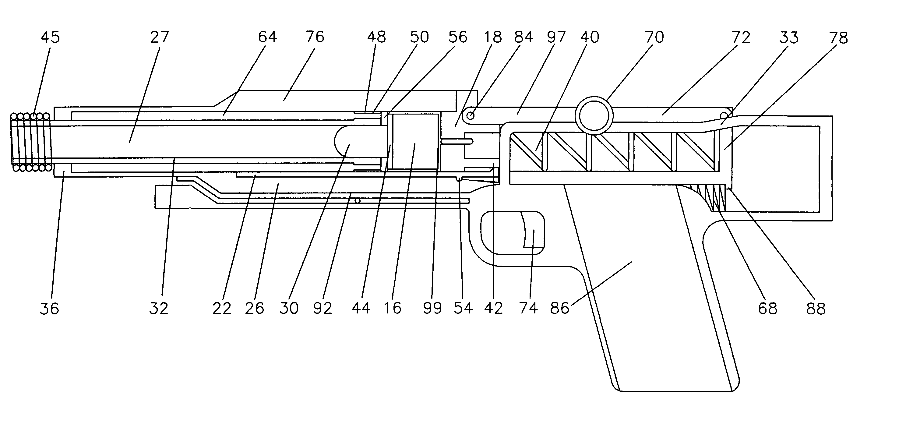 Floating barrel handgun method of recoil elimination