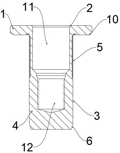 Lightweight pressing rivet nut for automobile