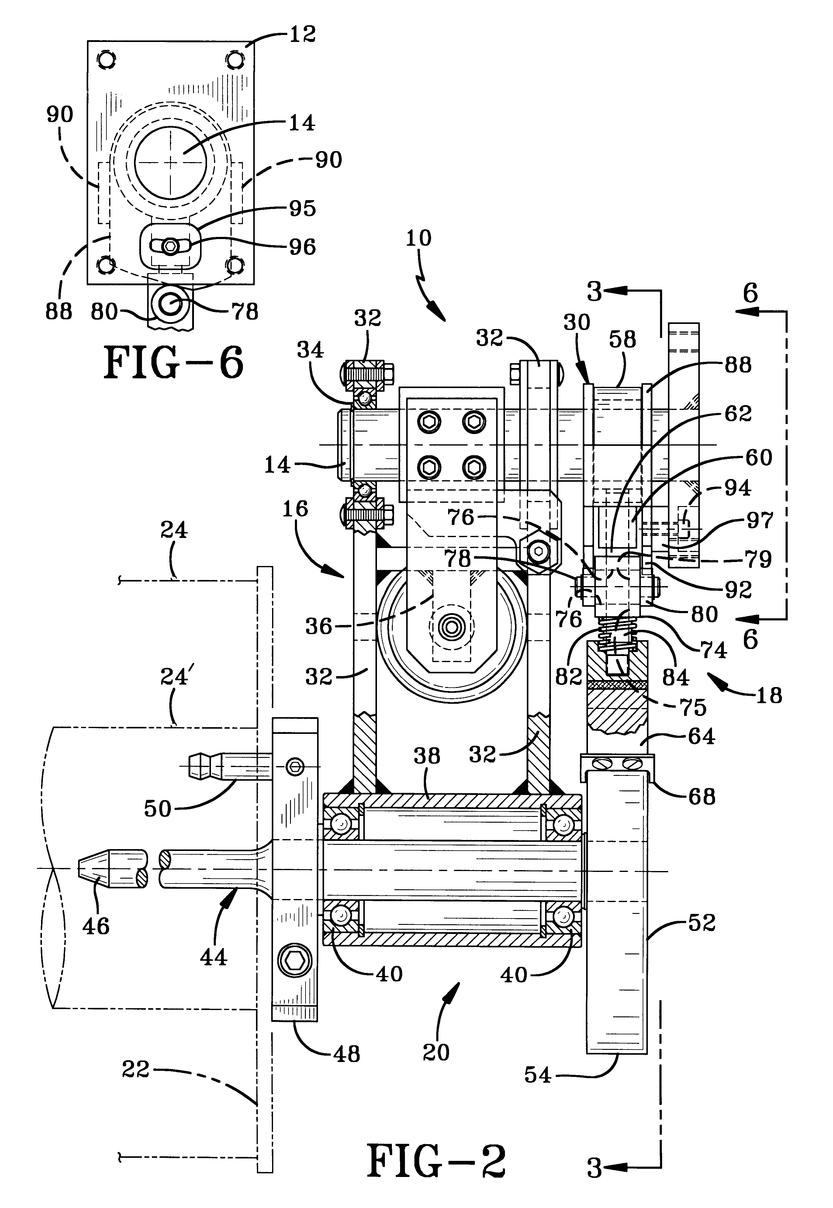 Self-compensating filament tension control device employing a friction band