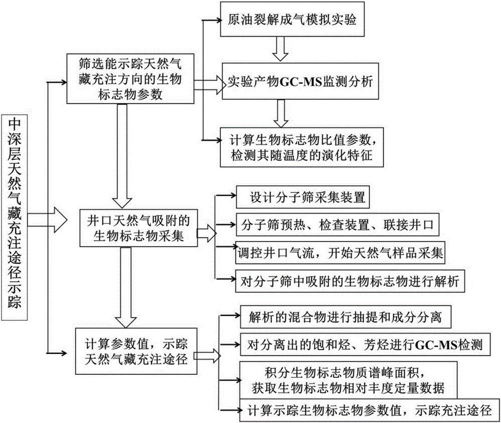 Medium-deep natural gas reservoir filling path tracing method and equipment thereof