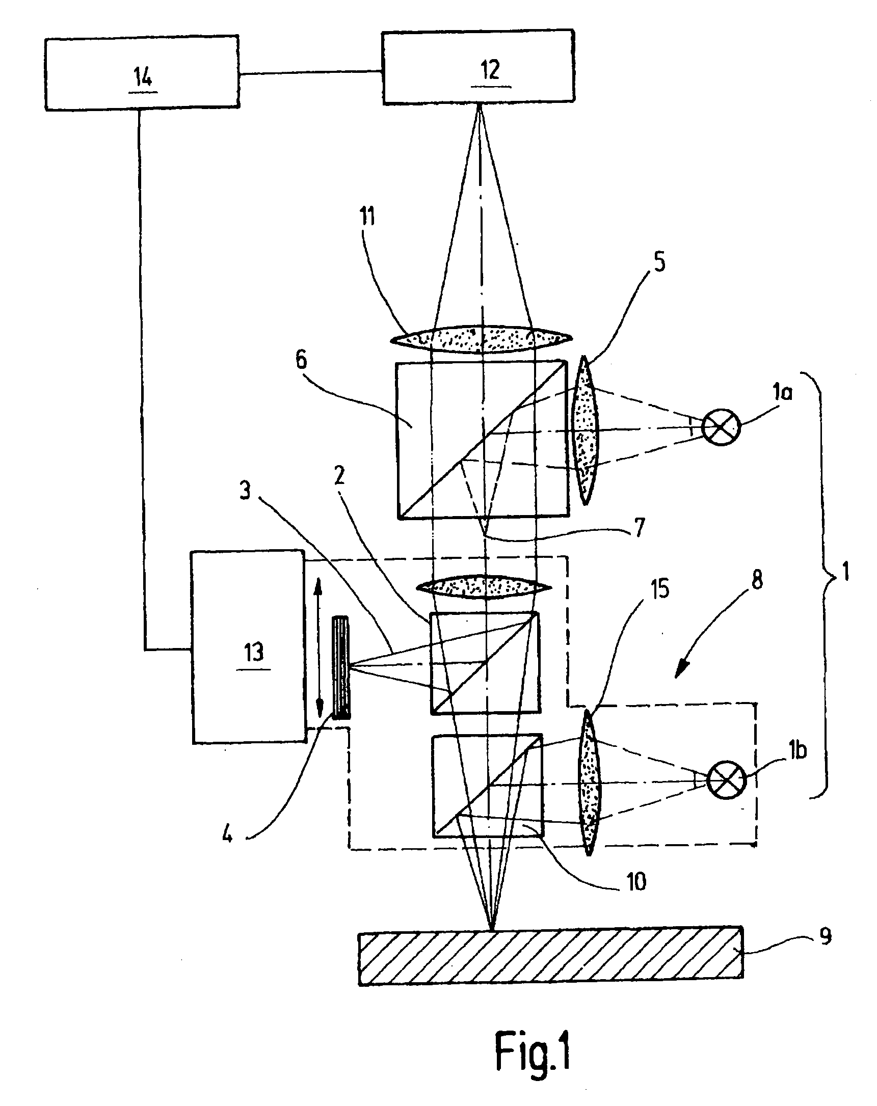 Apparatus and method for a combined interferometric and image based geometric determination, particularly in the microsystem technology