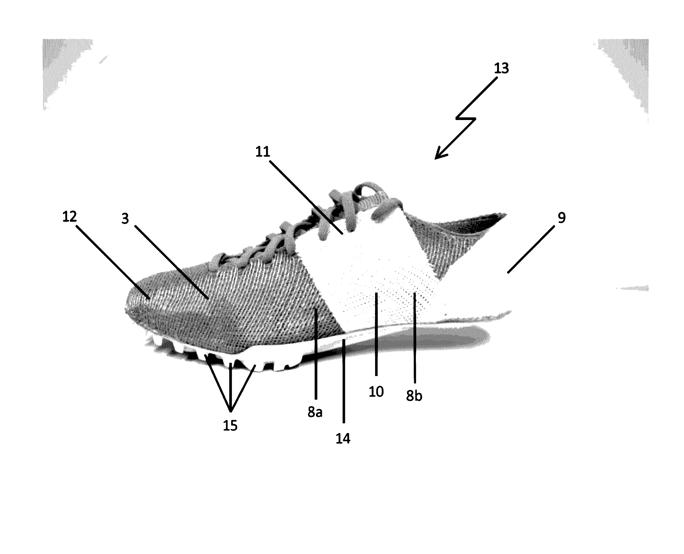 Shoe upper for sports shoes