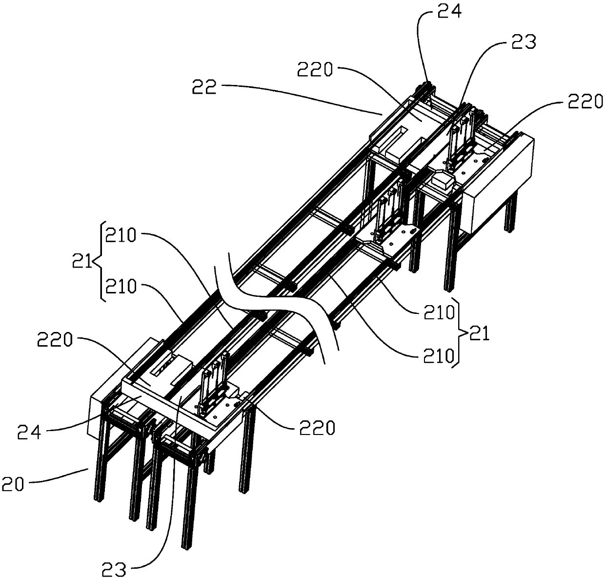 Conveying device for wire-material dispensing production line