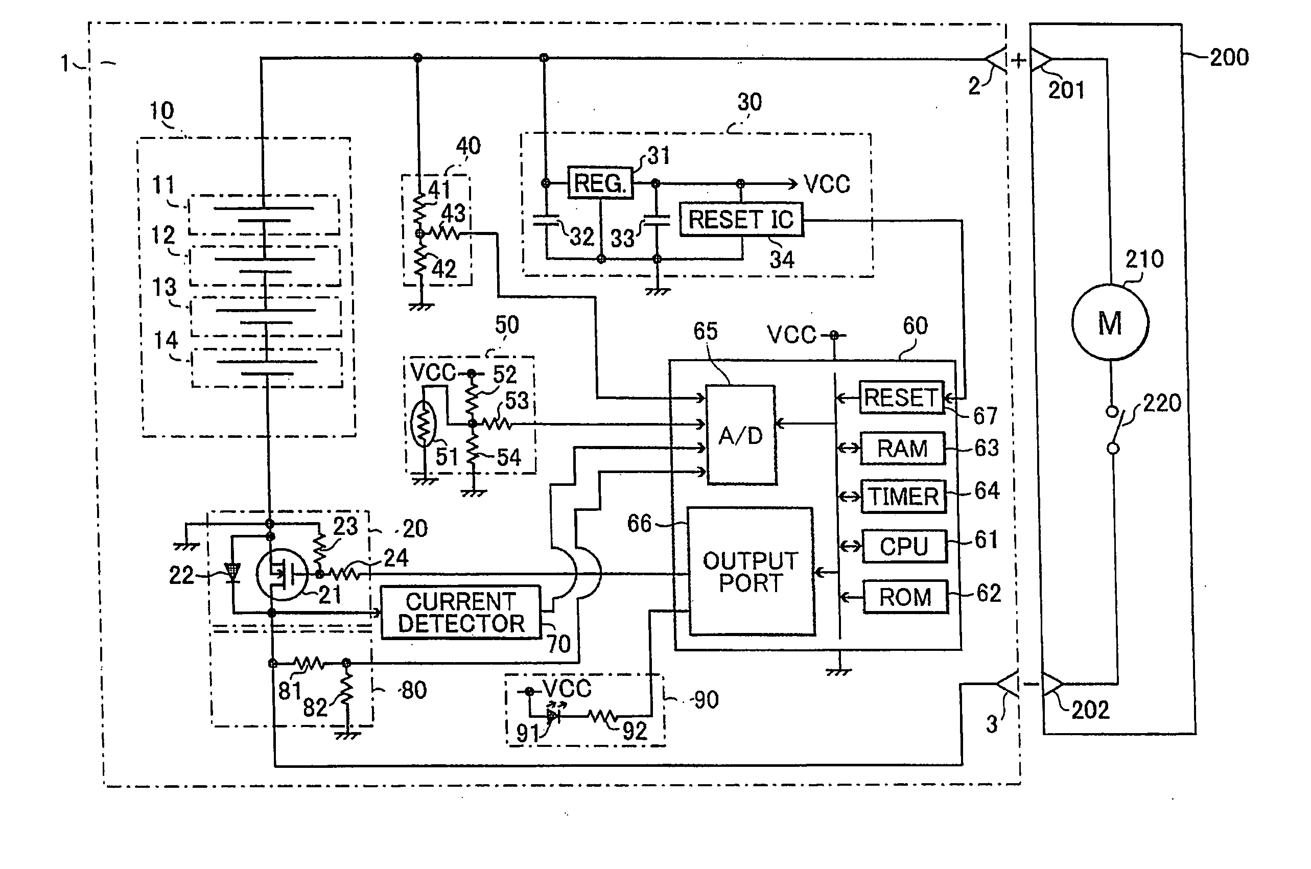 Cordless power tool with overcurrent protection circuit