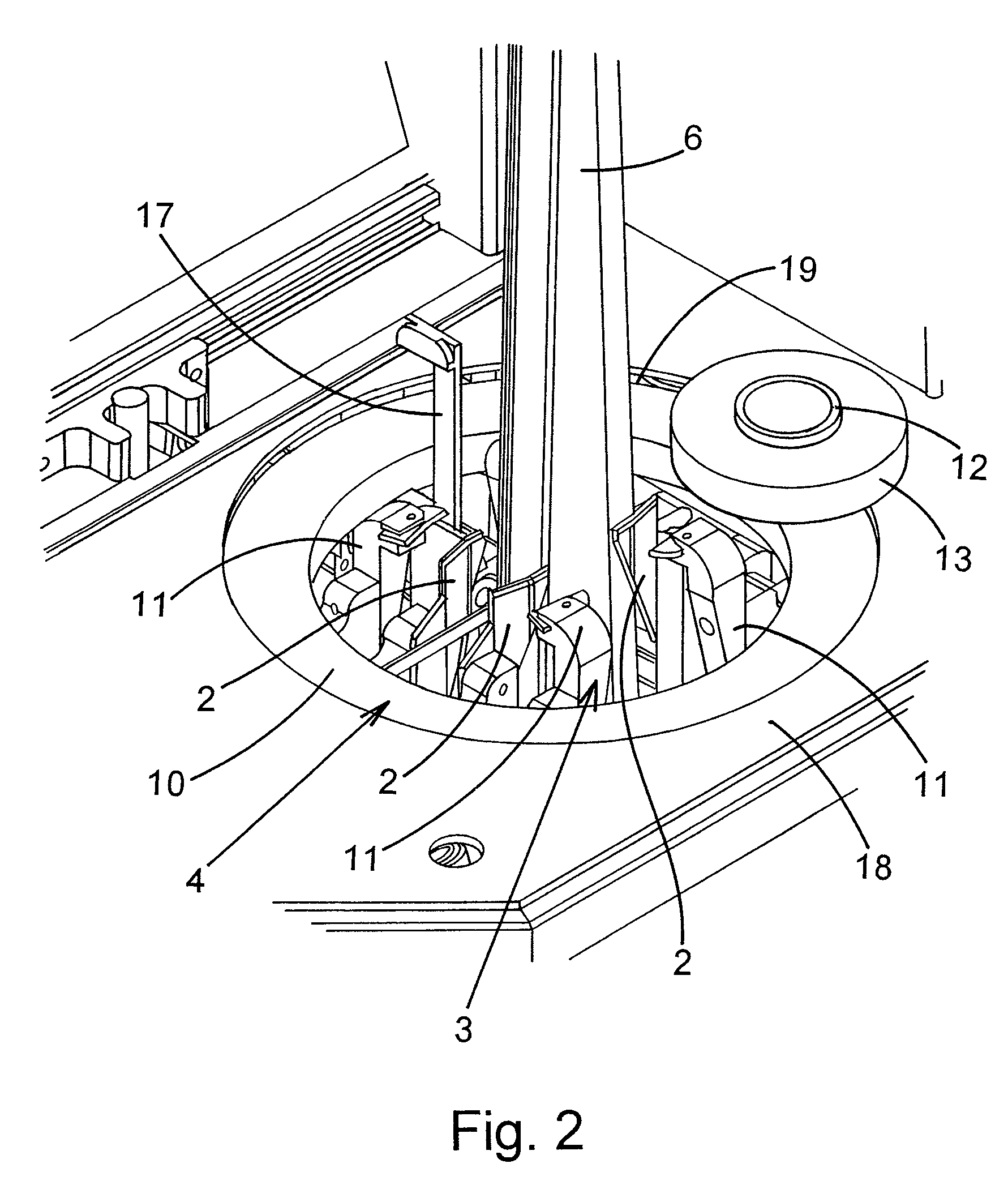 Method and apparatus for fastening fur on a pelting board and winding material therefor