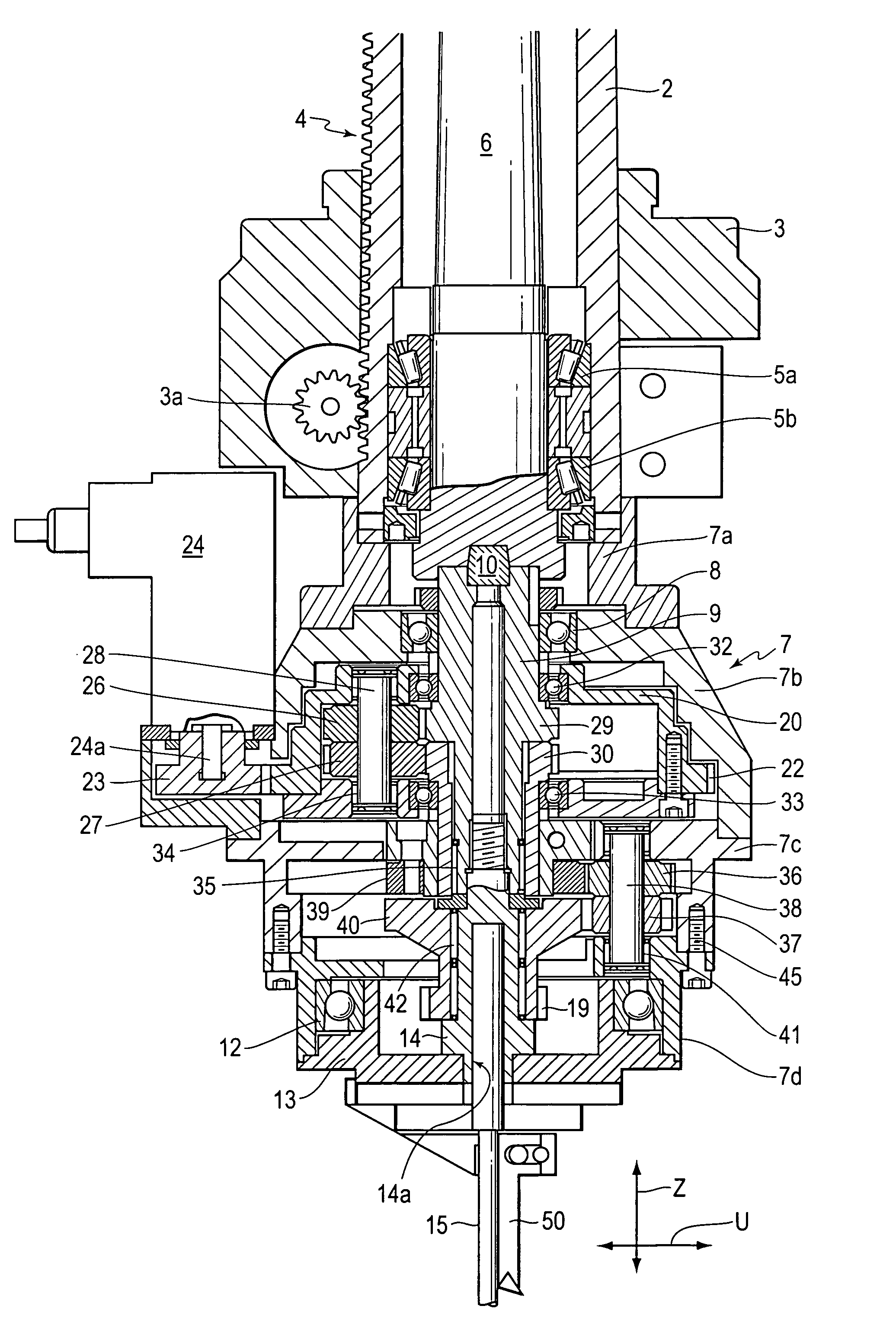 Boring head with tool advance independent of rotation