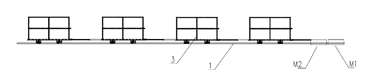 Synchronous material trolley conveying device on automobile cluster producing line