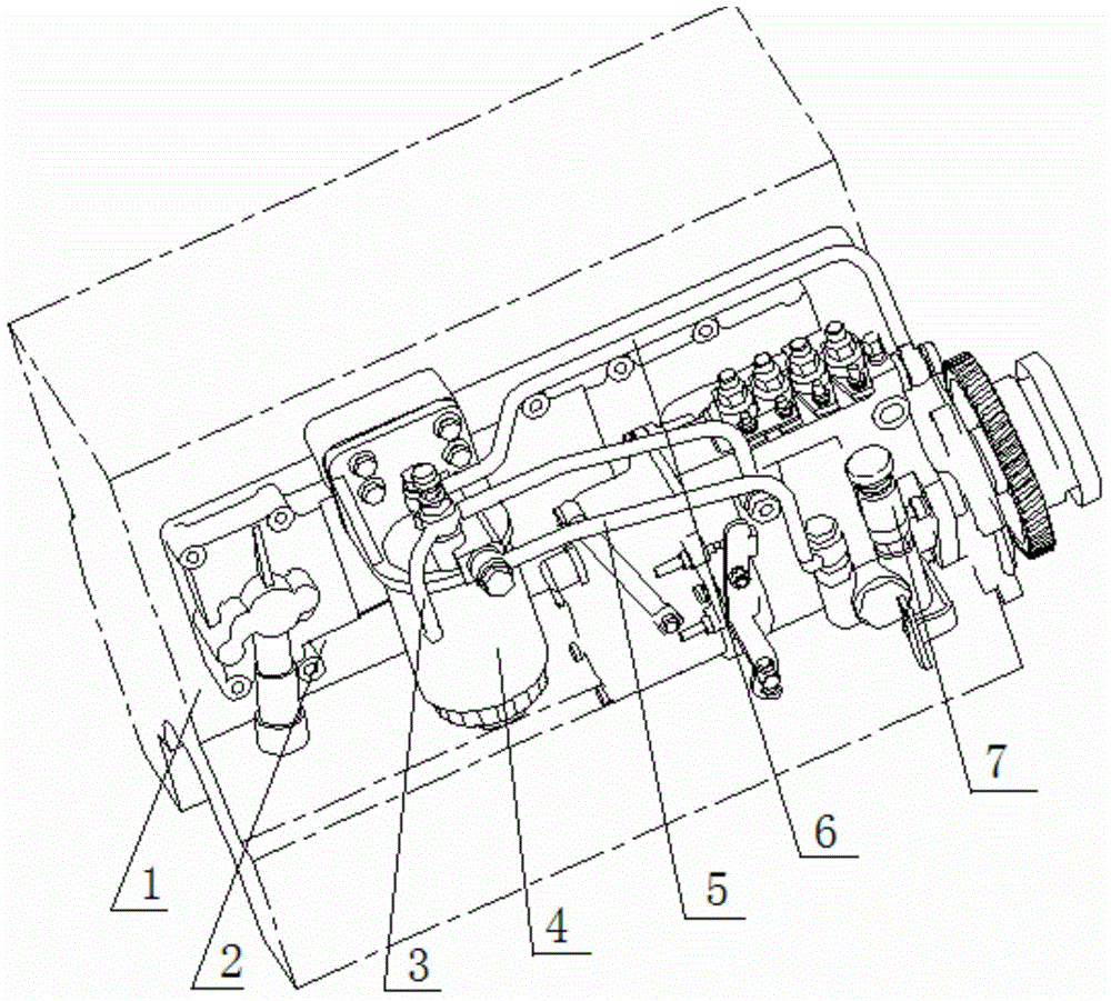 Centrally installed structure of diesel engine fuel filter