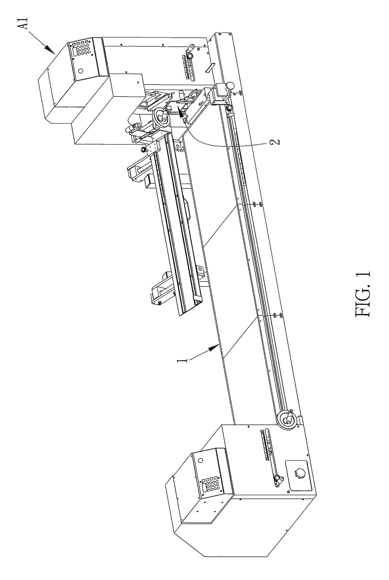 Adjusting structure for curtain cutting machine