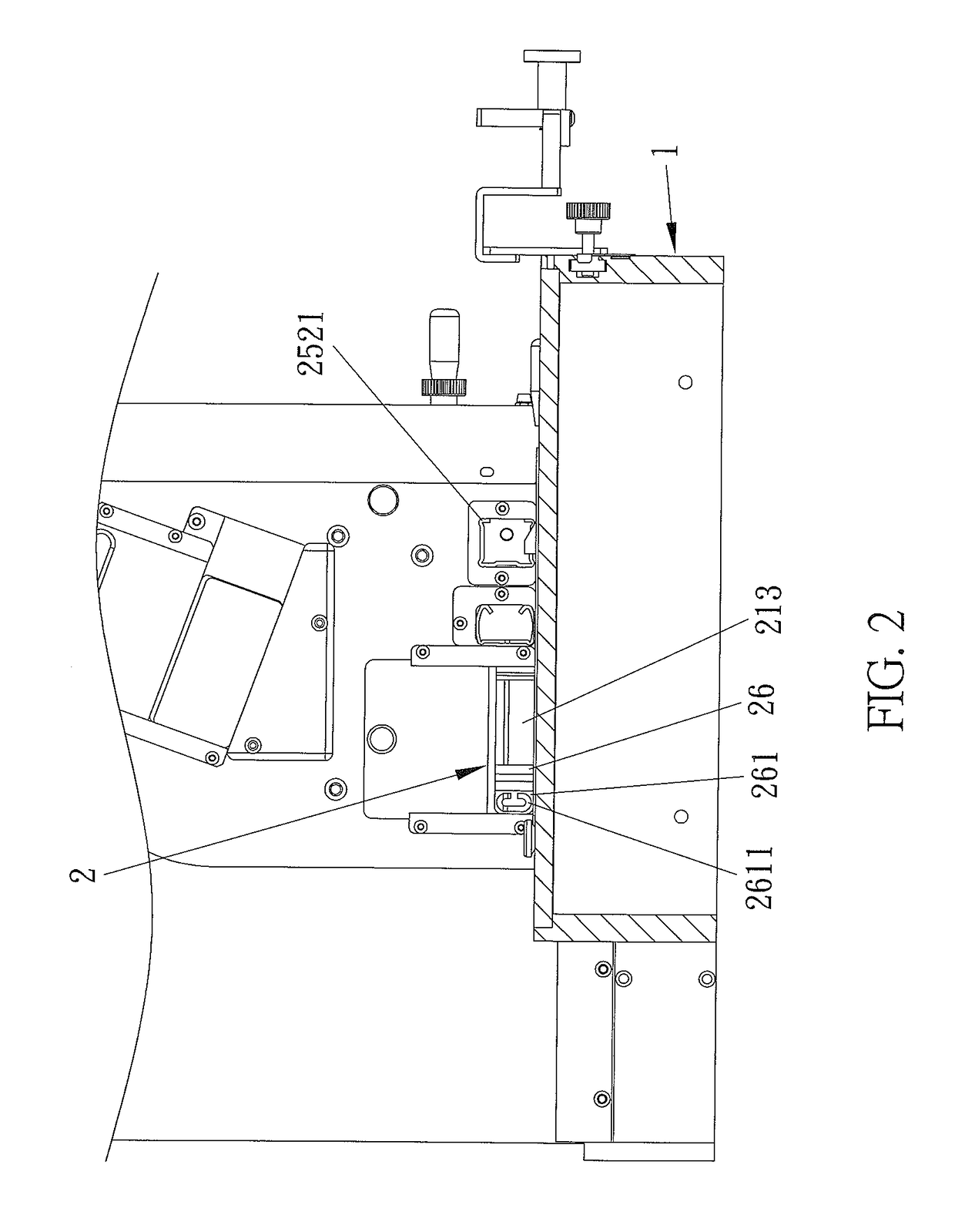 Adjusting structure for curtain cutting machine