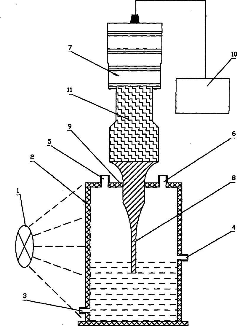 Continuous-flow and ultrasonic-wave light biological hydrogen producing reactor