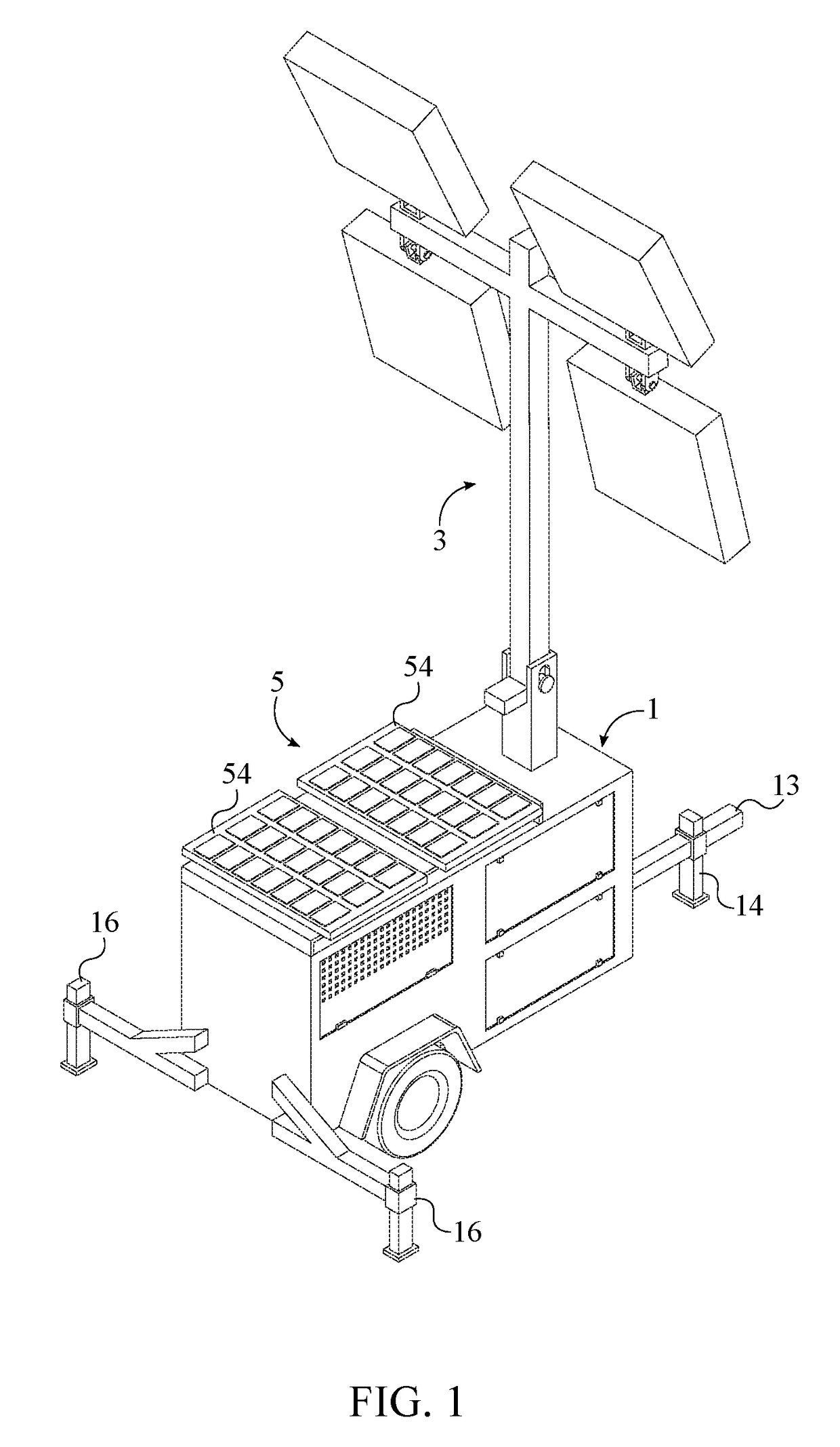 Solar and fuel powered portable light tower