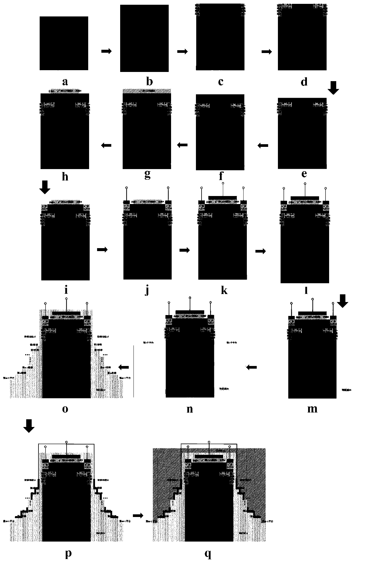 Enhanced grid field plate gan-based current aperture heterojunction field effect device and fabrication method thereof