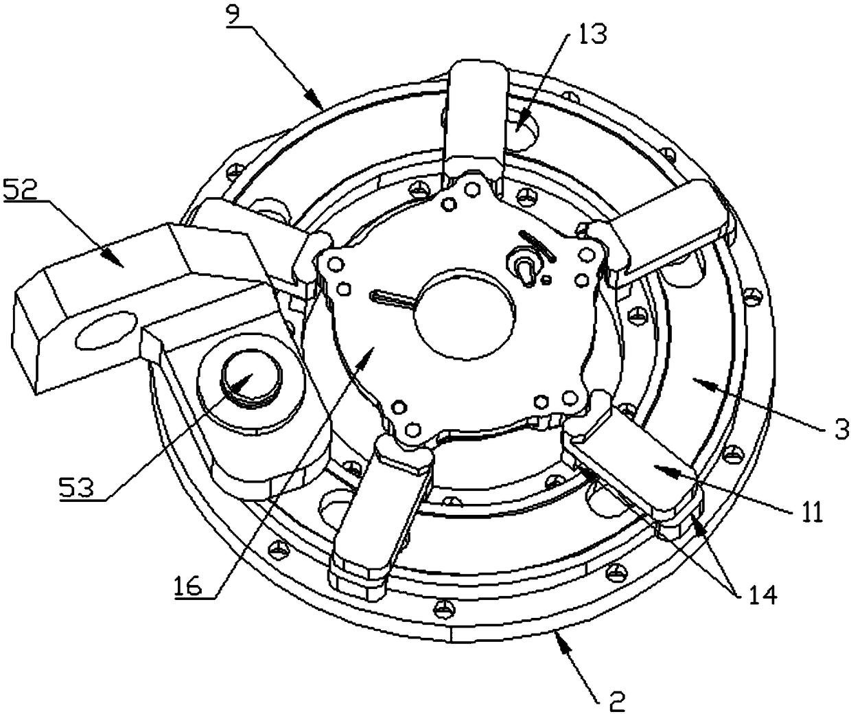 Five-claw self-centering clamping tool with detecting function