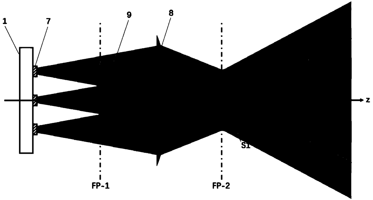 Integrated two-dimensional beam steering device based on lens