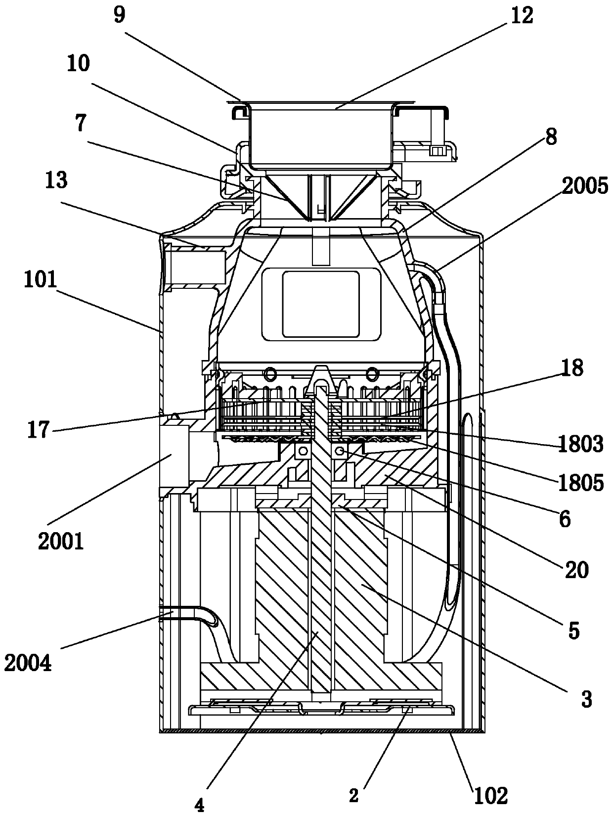 Intelligent grinding disc type garbage disposal machine and operation method thereof