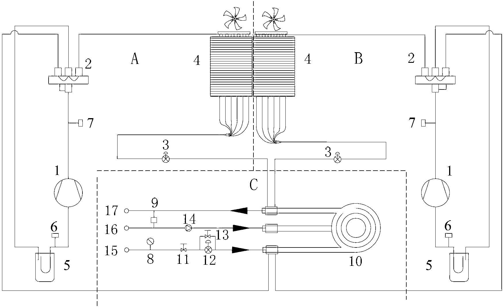 Constant temperature flow control method for heat pump water heater and double-system unit using same