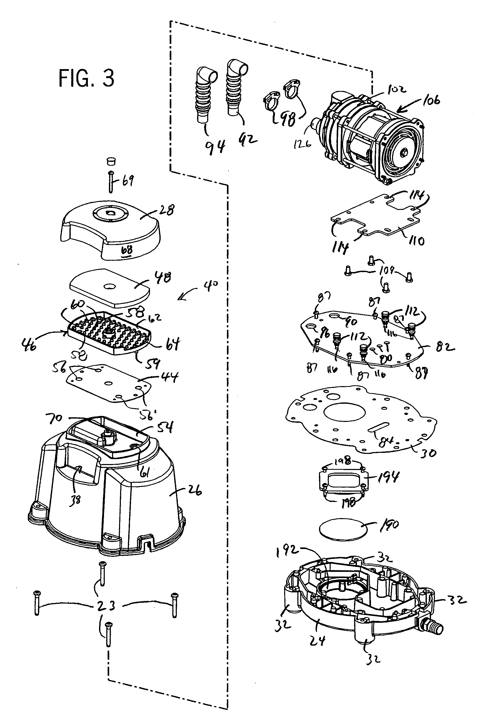 Linear pump with vibration isolation