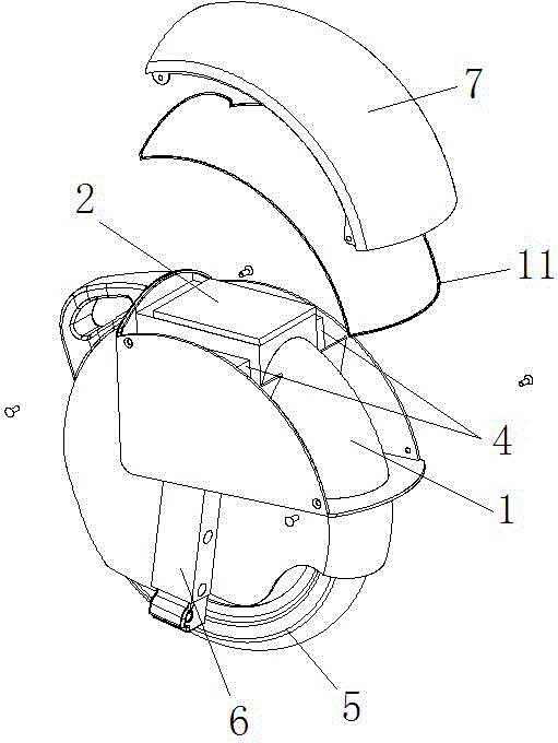 Conveniently-assembling and waterproof structure of self-balance single-wheel electric vehicle