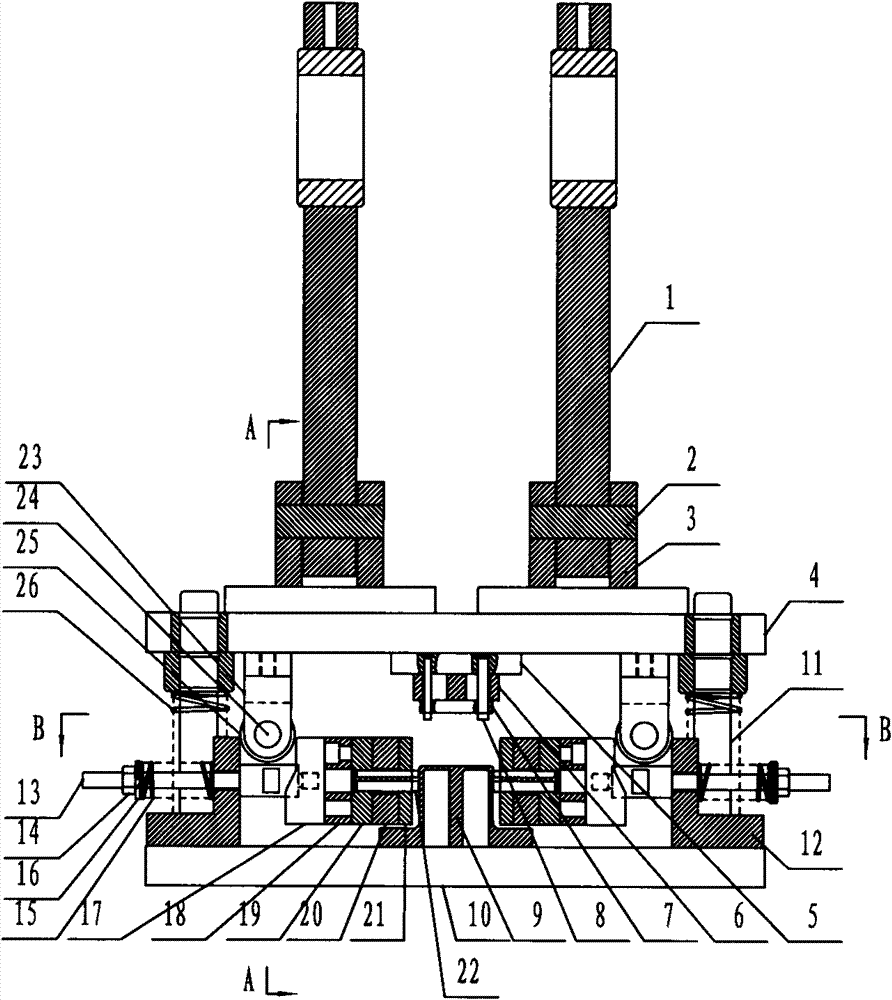 Die device in section punching machine