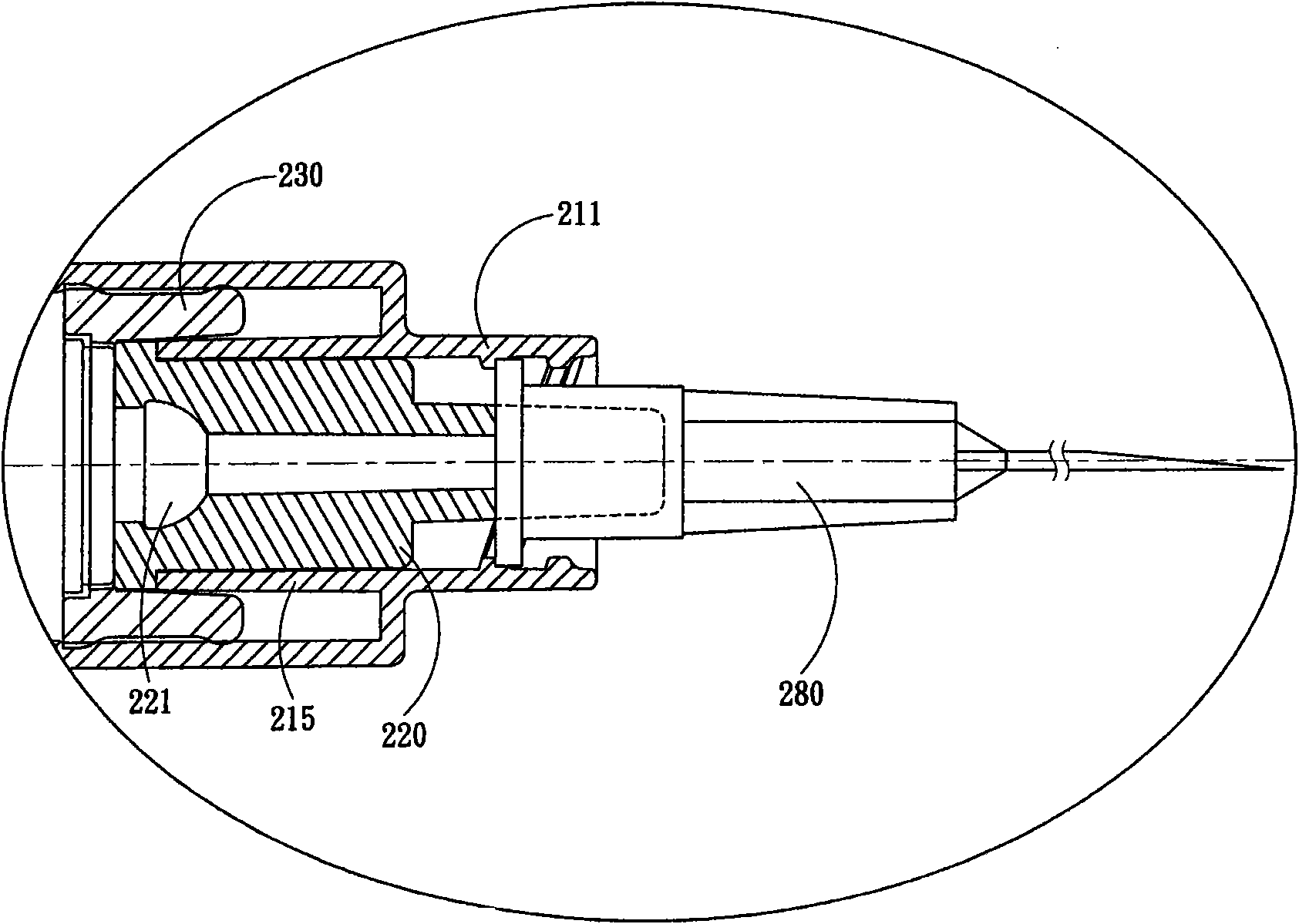 Safe needle cylinder