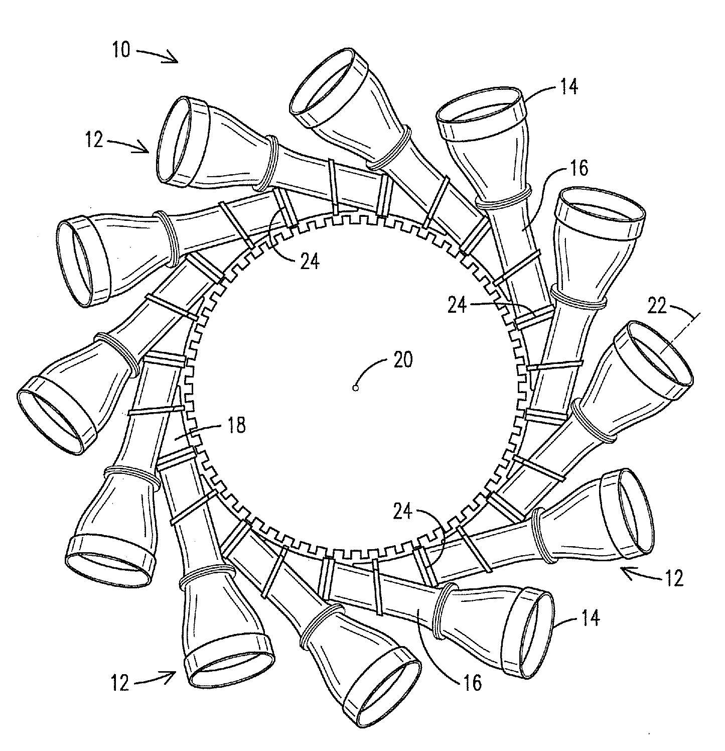 Assembly for directing combustion gas