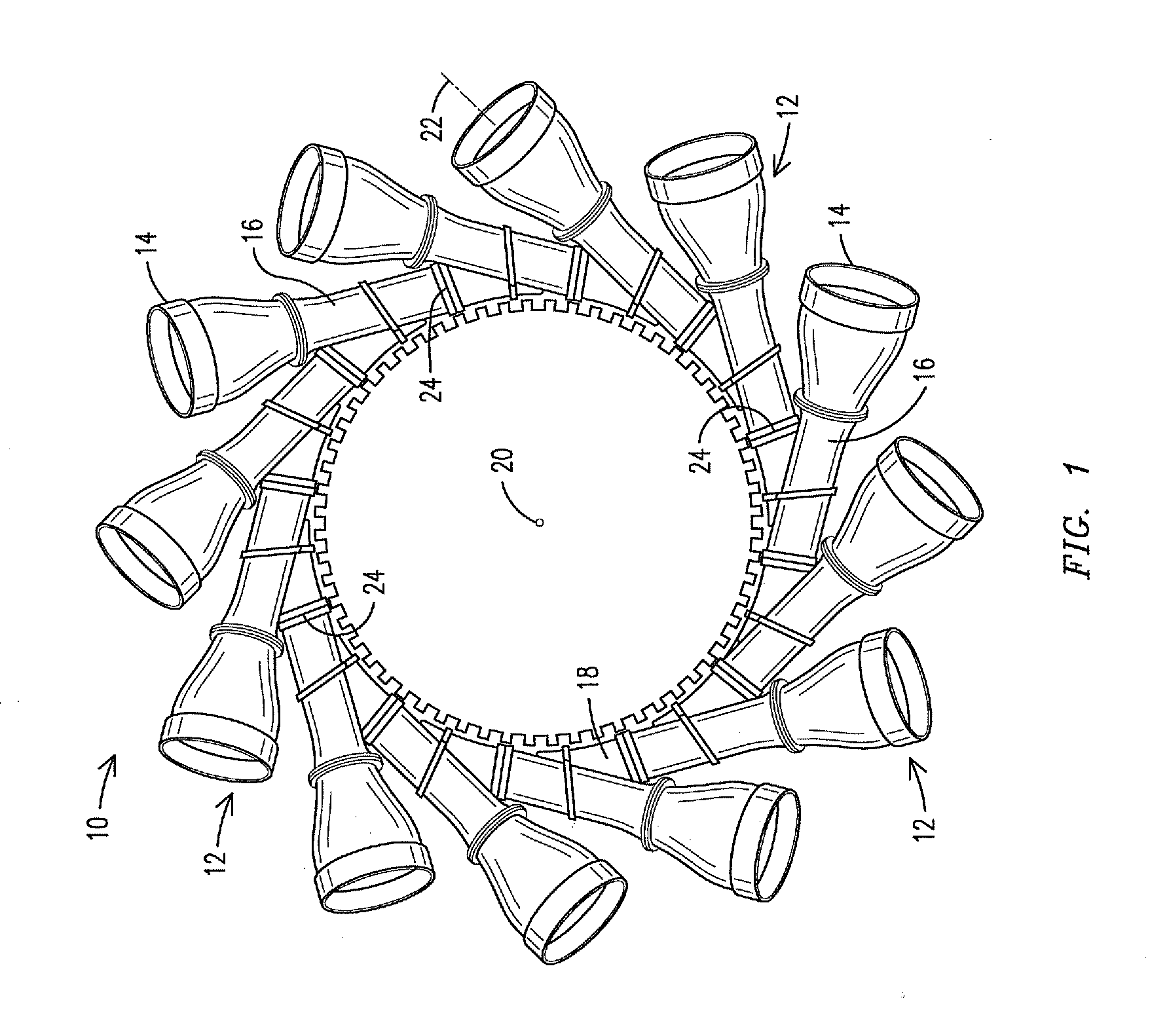 Assembly for directing combustion gas