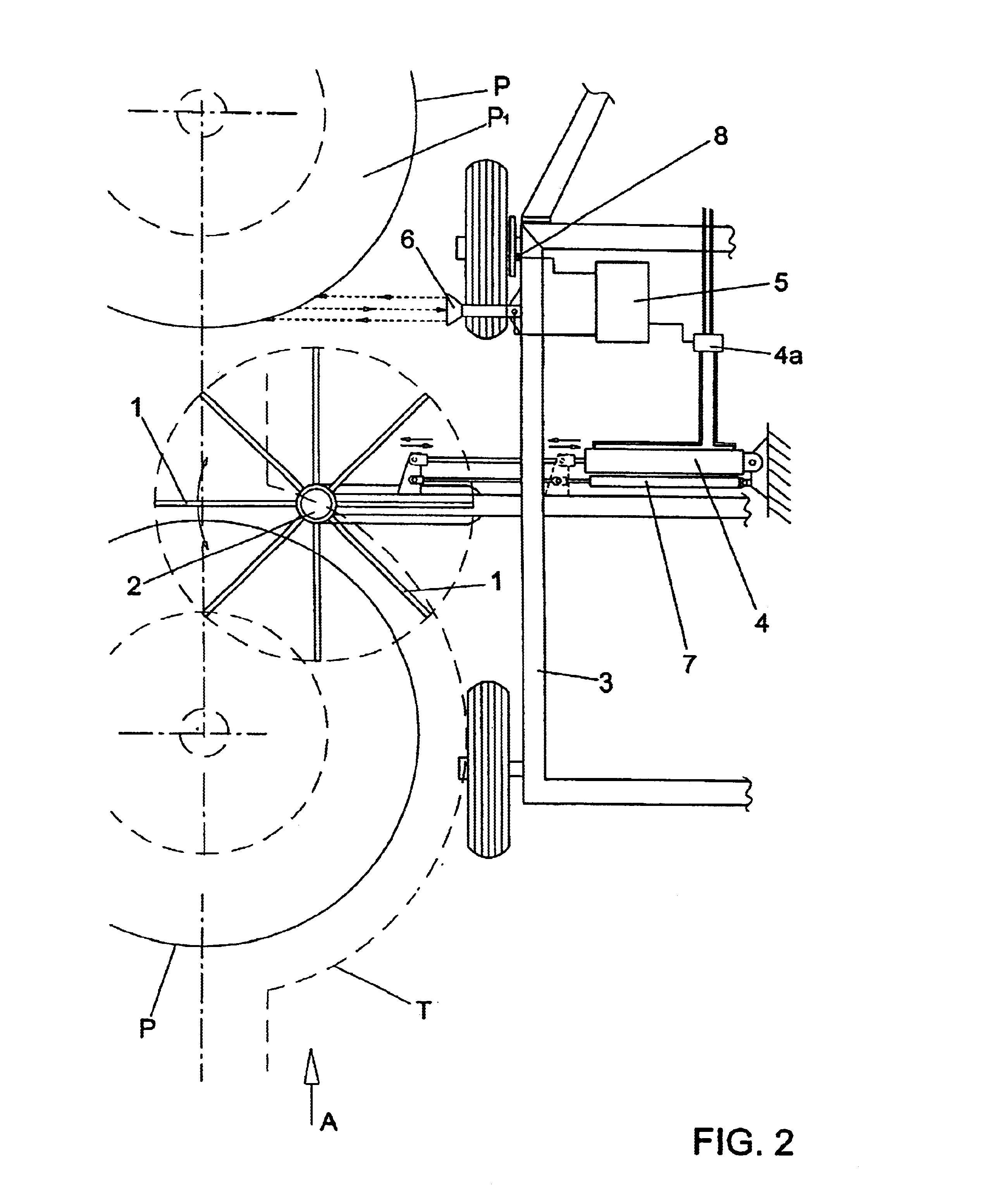 Process and device of relative positioning between agricultural machines and crops on their planting rows