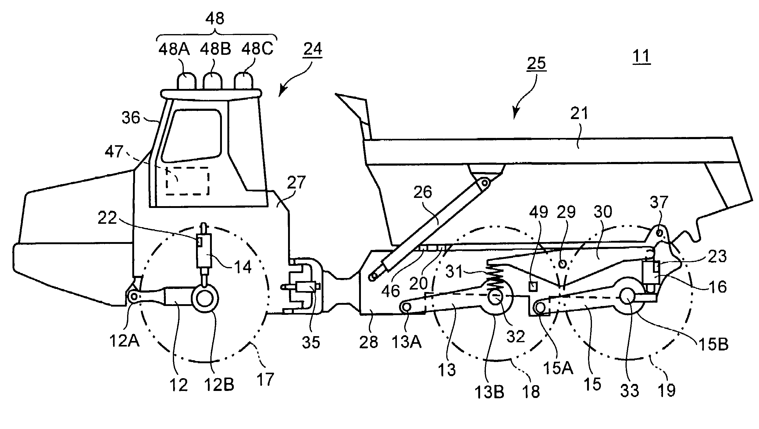 Loaded weight measurement method and loaded weight measurement device for dump truck