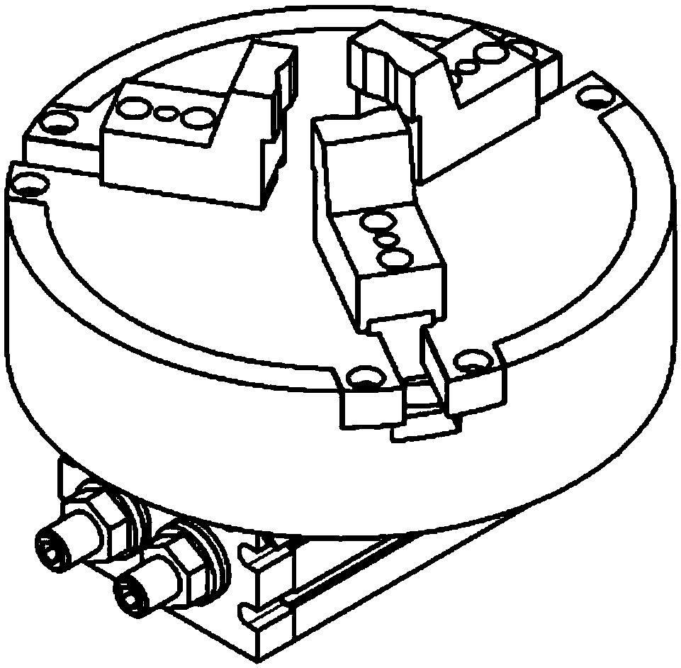 Three-jaw mechanical hand driven by rotary air cylinder