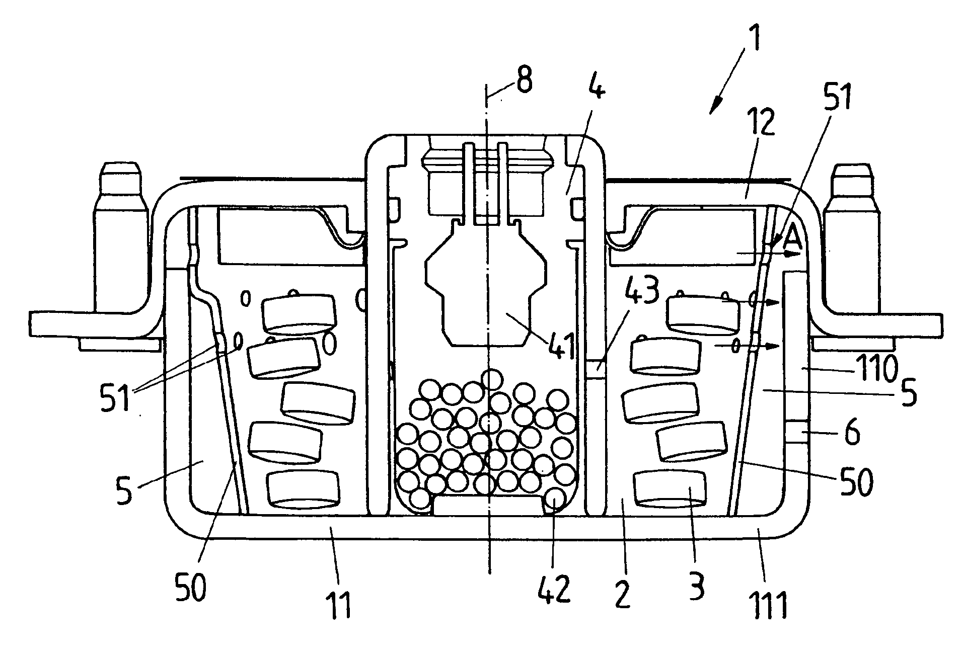 Gas generator for a vehicle passenger protection device and process for removing solids and liquid burned residues in a gas stream