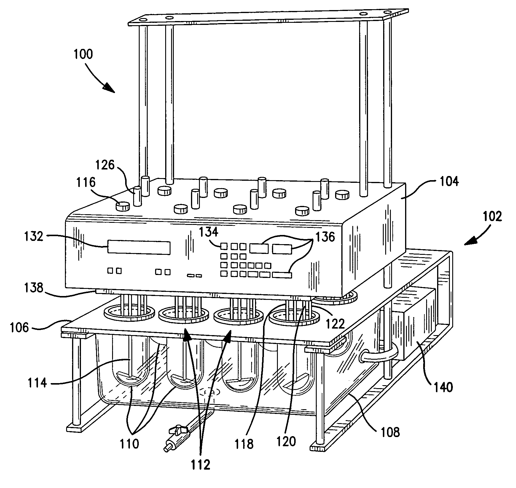 Dissolution test vessel with rotational agitation