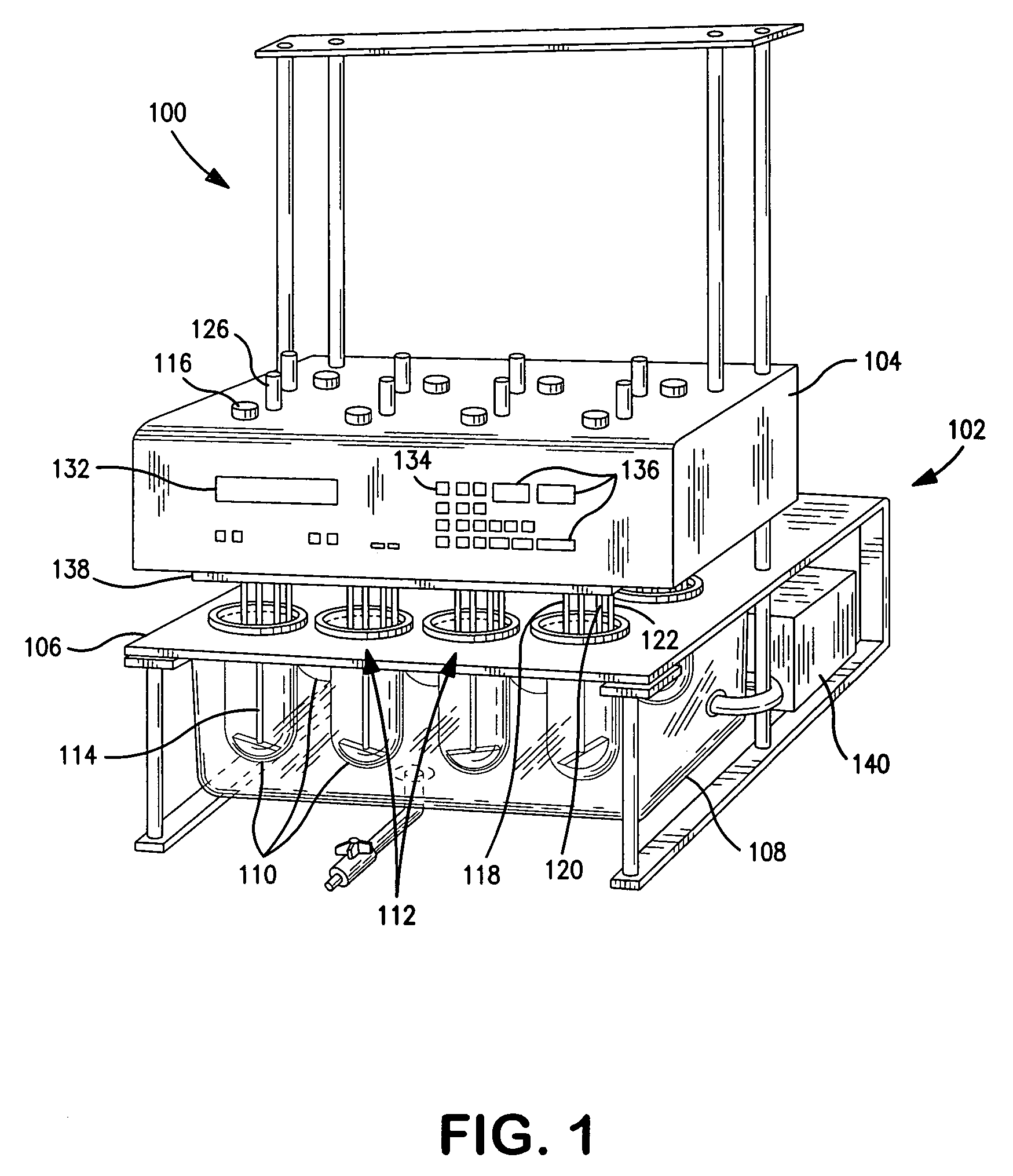 Dissolution test vessel with rotational agitation