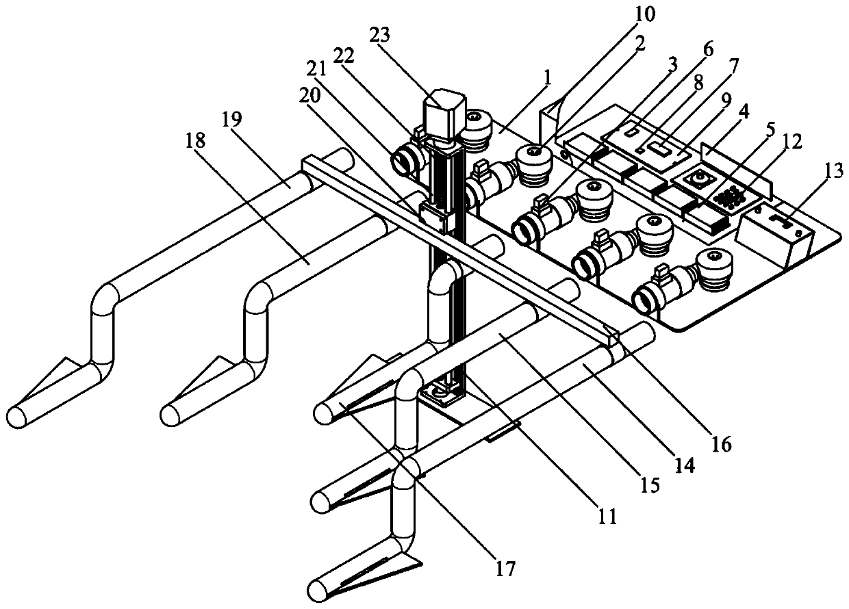 Pneumatic pollination control device and method for seed production of hybrid rice with large ration of male and female parents