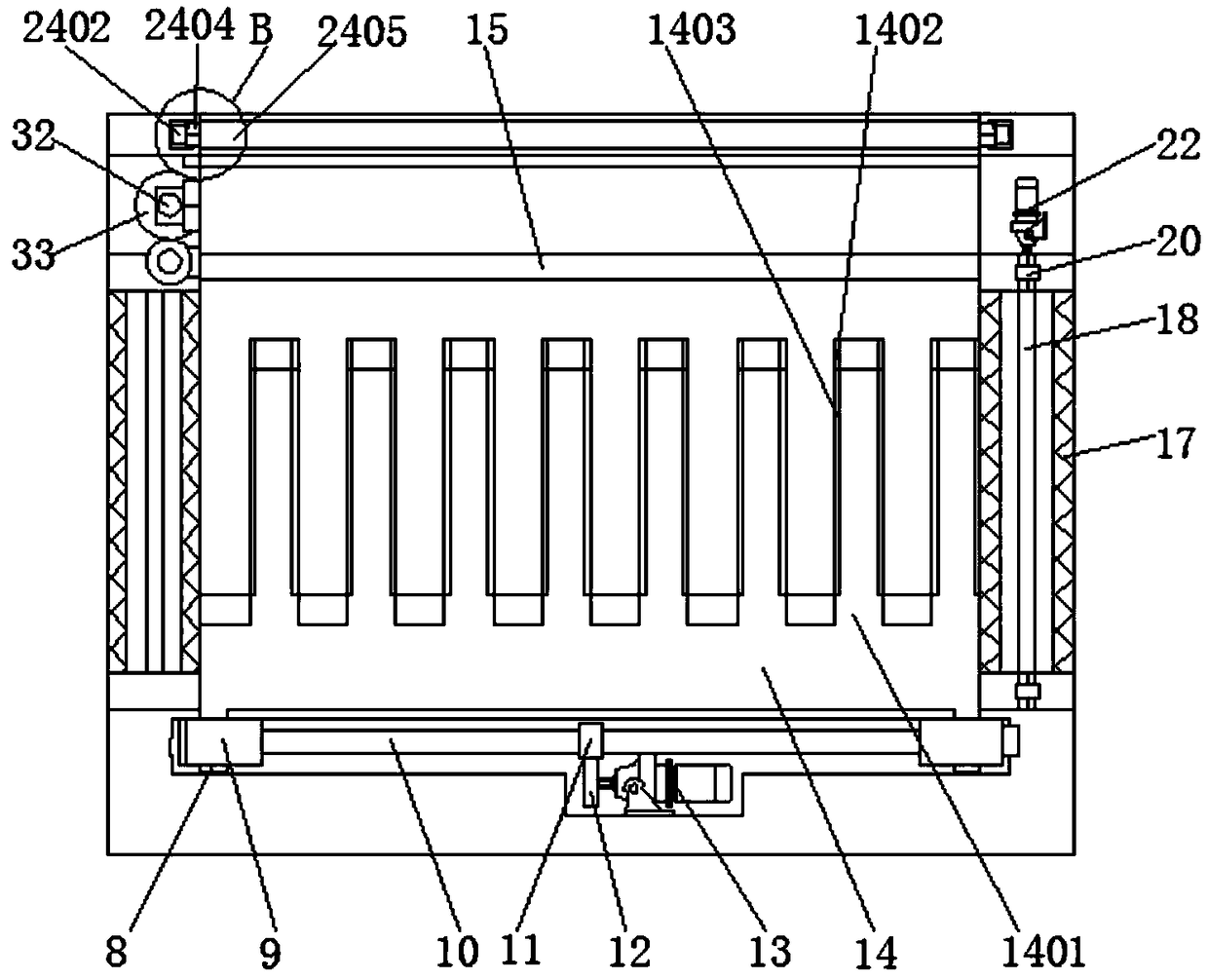 Textile storage device with conveying, automatic article arrangement and falling prevention function