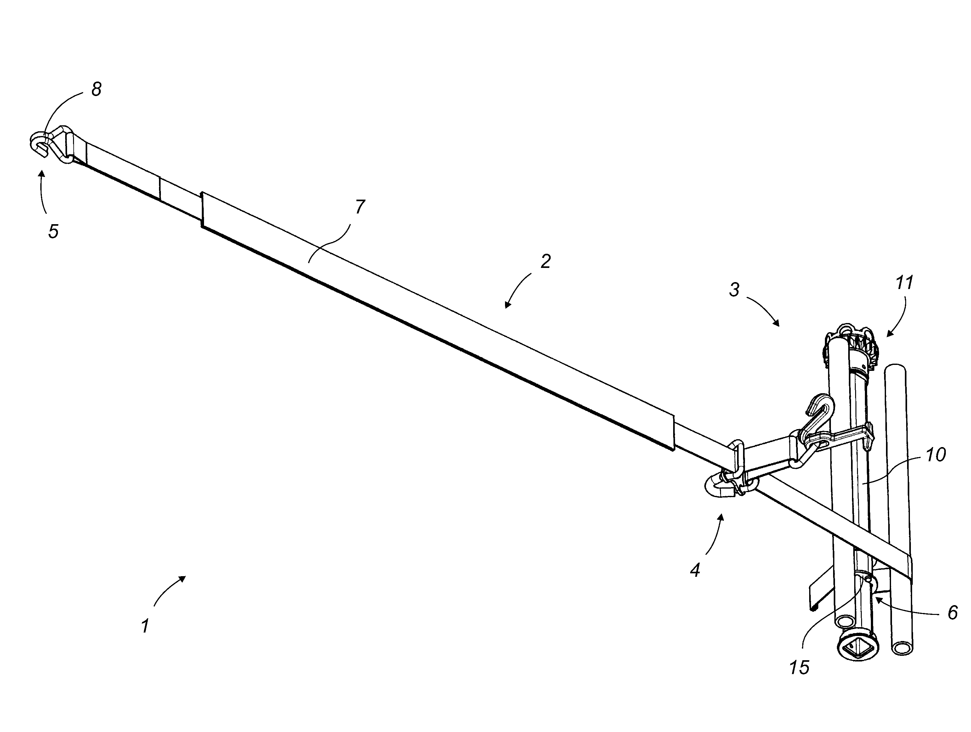 Device for stowing a road vehicle on a bearing plane so that it can be transported by another vehicle