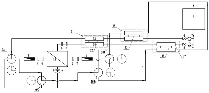 A desktop self-supply water heat exchanger performance testing device