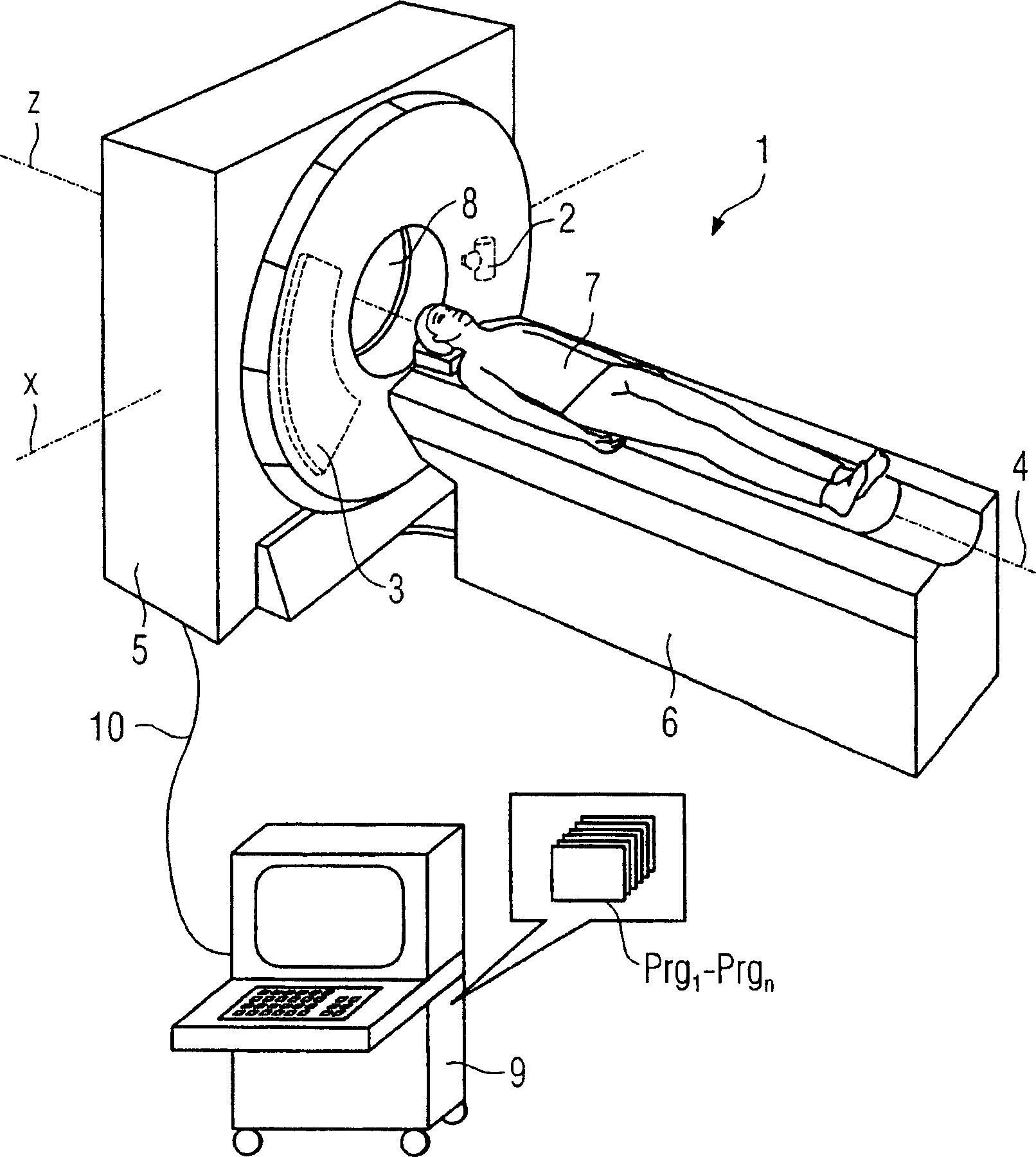 Computer-tomographic system for carrying out a monitored intervention