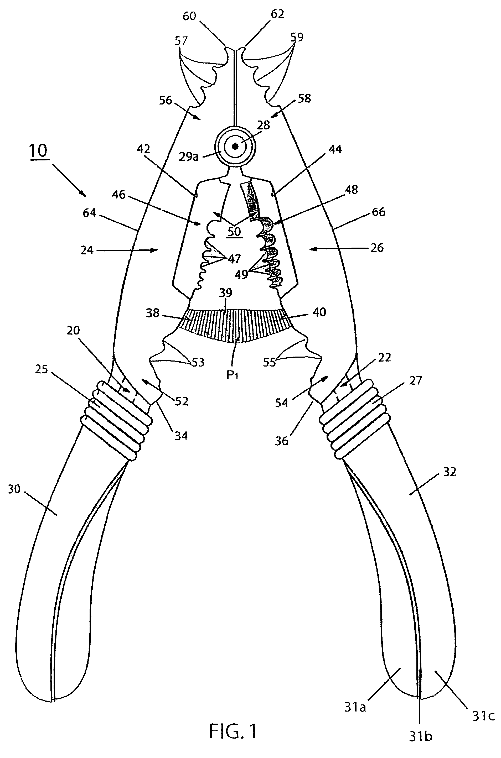 Chain pliers with wire stripper