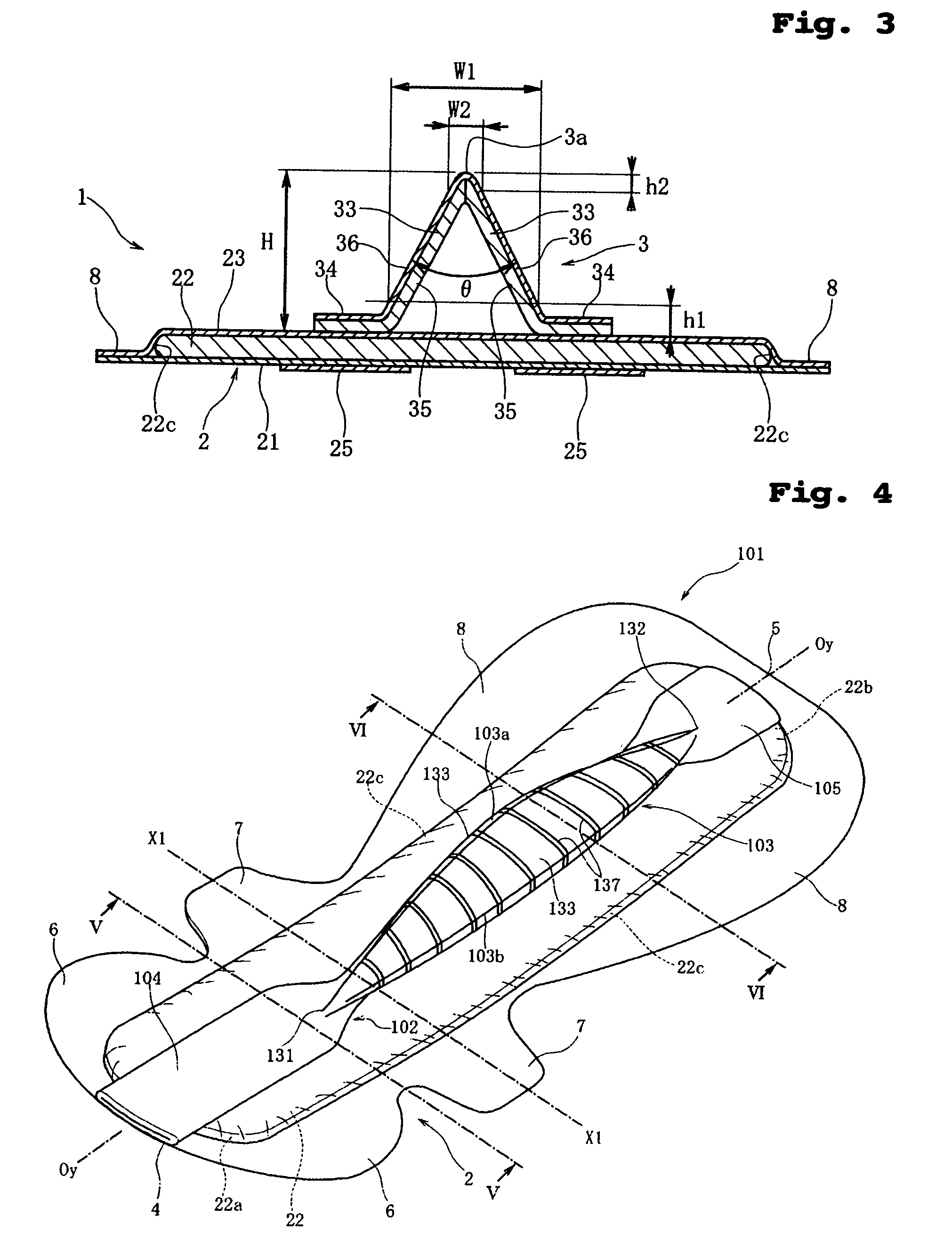 Sanitary napkin having three-dimensional structure in intergluteal cleft-facing region