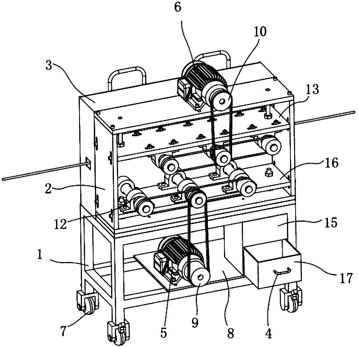 Automatic rust removal device of wire rod steel bars for rolling mill