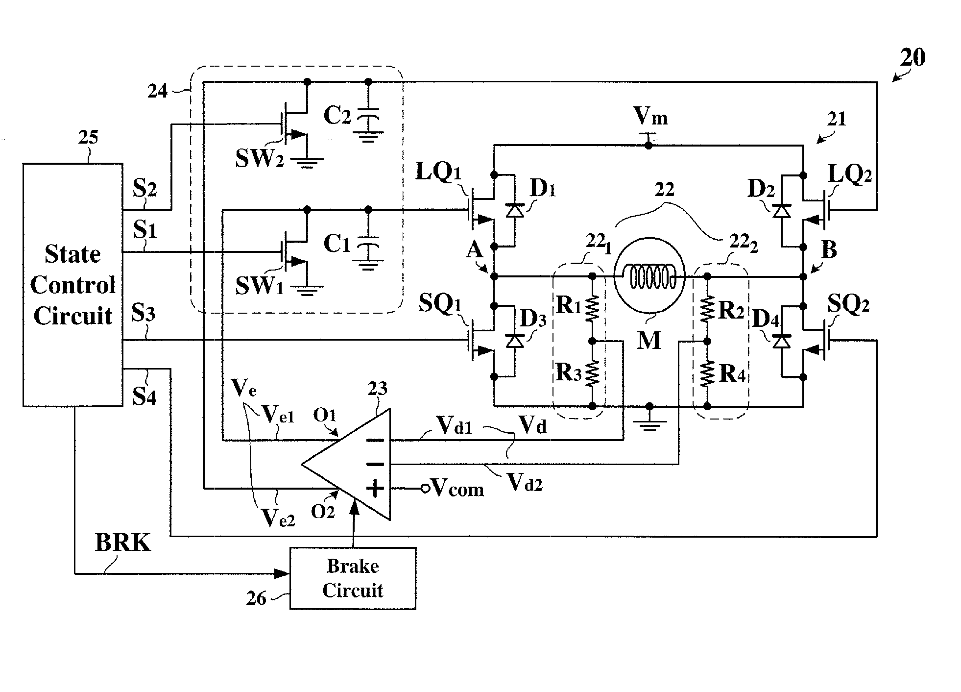 Motor control circuit for supplying a controllable driving voltage