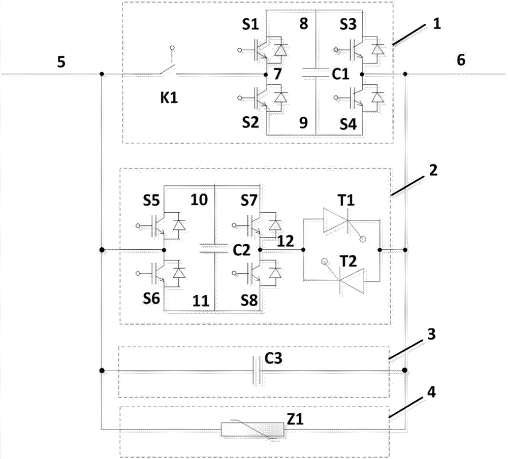 Direct current circuit breaker of mixed switching device