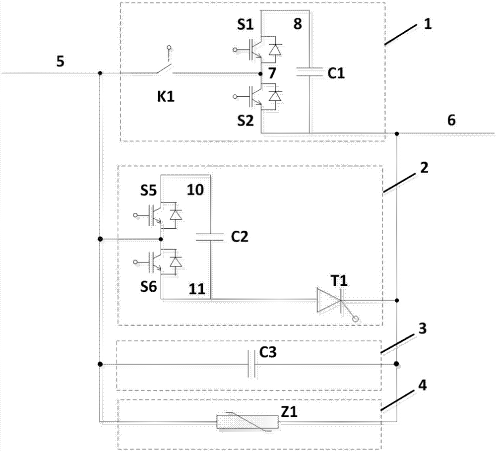 Direct current circuit breaker of mixed switching device