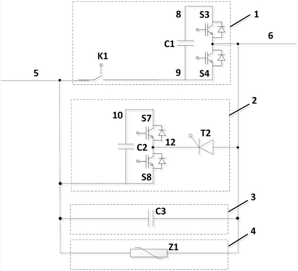 Direct current circuit breaker of mixed switching device