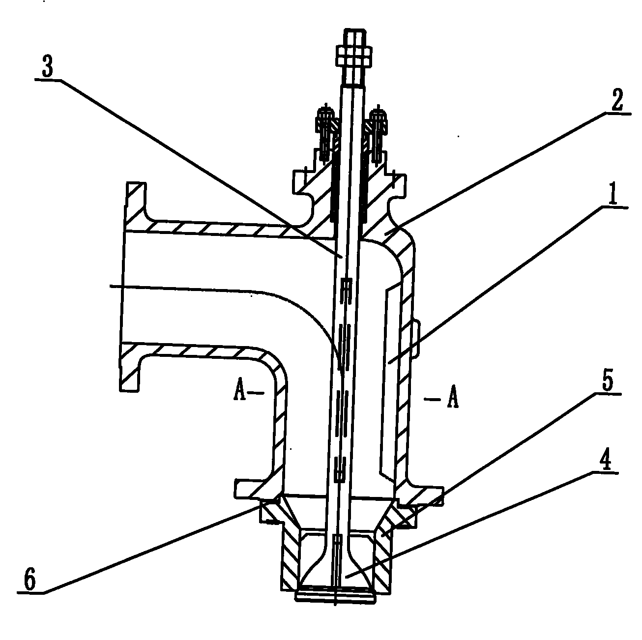 High-pressure material angle valve with turbulence blades